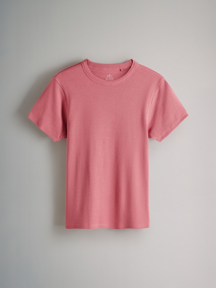 The Set lot de 4 t-shirts côtelés à manches courtes - Image 7 of 11