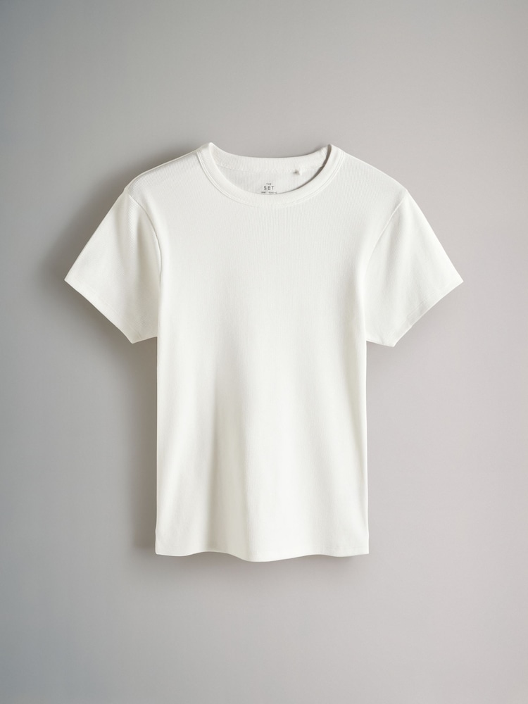 The Set lot de 4 t-shirts côtelés à manches courtes - Image 9 of 11