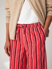 Red Pull On Stripe Wide Leg 100% Cotton Trousers - Image 4 of 7