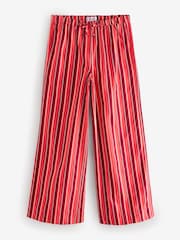 Red Pull On Stripe Wide Leg 100% Cotton Trousers - Image 5 of 7