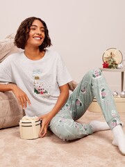 Friends Like These Blue Embrodiered Heart Tee And Leggings Lounge Set - Image 1 of 5