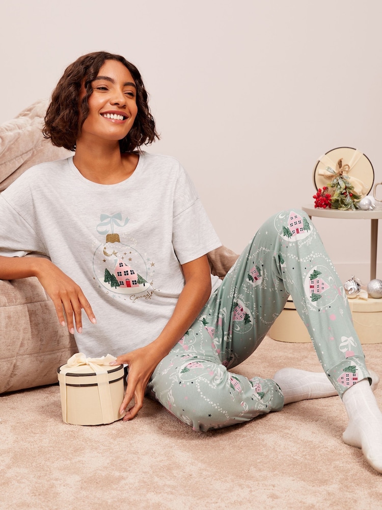 Friends Like These Blue Embrodiered Heart Tee And Leggings Lounge Set - Image 1 of 5