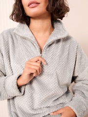 Friends Like These Grey Textured 3/4 Zip Up Fleece - Image 2 of 4
