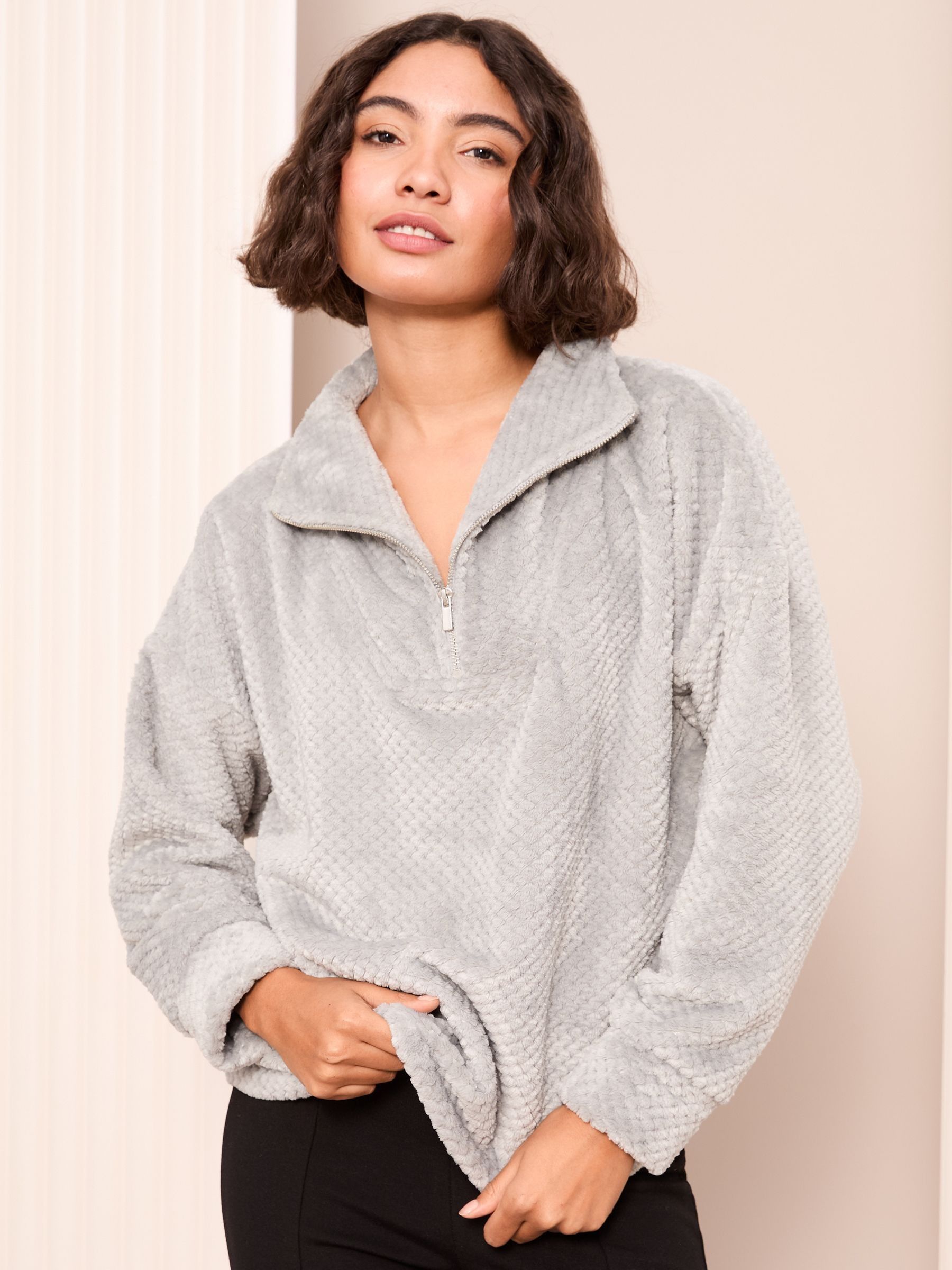 Buy Friends Like These Grey Textured 3 4 Zip Up Fleece From The Next Uk