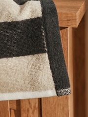 Set of 2 Black/White Block Stripe Face Cloth 100% Cotton Towel Bale - Image 2 of 3