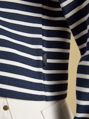 Joules Cara Navy & Cream Striped Boxy Crew Neck Jersey Top - Image 5 of 7