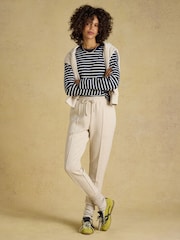 Joules Cara Navy & Cream Striped Boxy Crew Neck Jersey Top - Image 6 of 7