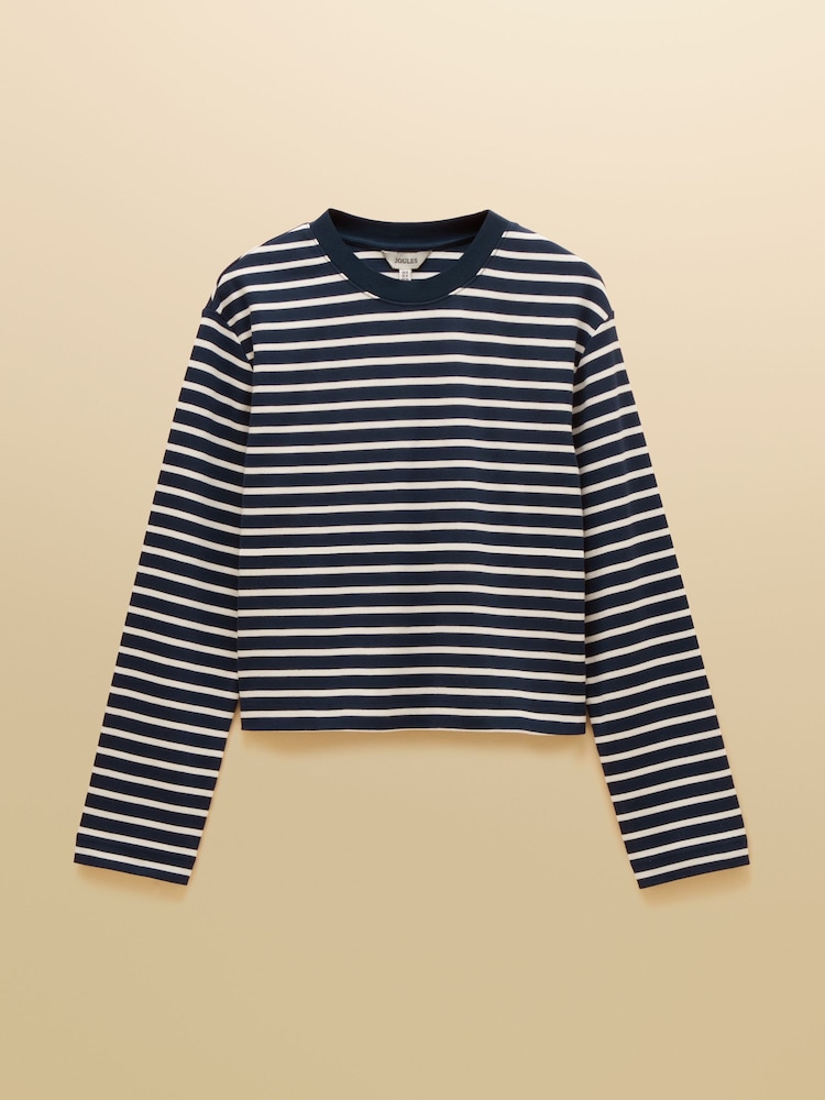 Joules Cara Navy & Cream Striped Boxy Crew Neck Jersey Top - Image 7 of 7 Joules Cara Navy & Cream Striped Boxy Crew Neck Jersey Top - Image 7 of 7