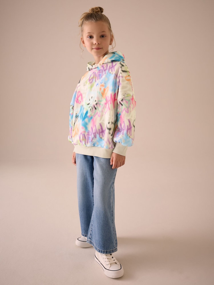 Ecru Graffiti Longline Hoodie (3-16yrs) - Image 2 of 3