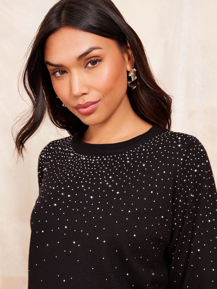 Friends Like These Black Scatter Hotfix Knit Jumper - Image 2 of 4