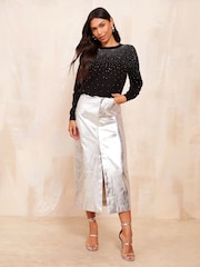 Friends Like These Black Scatter Hotfix Knit Jumper - Image 3 of 4