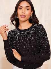 Friends Like These Black Scatter Hotfix Knit Jumper - Image 4 of 4
