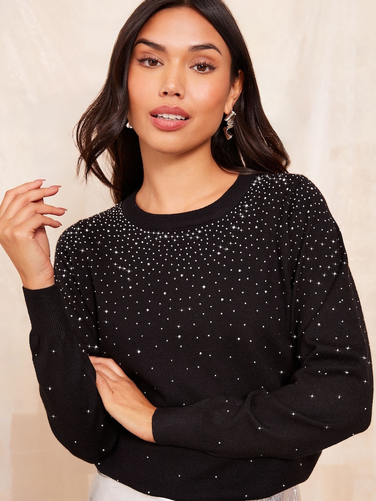 Friends Like These Black Scatter Hotfix Knit Jumper - Image 4 of 4
