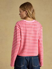 Joules Cara Pink & Red Striped Boxy Crew Neck Jersey Top - Image 2 of 7