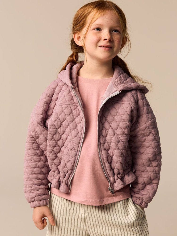 Flieder-Violett - Quilted Zip Through Hooded Jacket (3-16yrs) - Bild 1 von 10 Flieder-Violett - Quilted Zip Through Hooded Jacket (3-16yrs) - Bild 1 von 10
