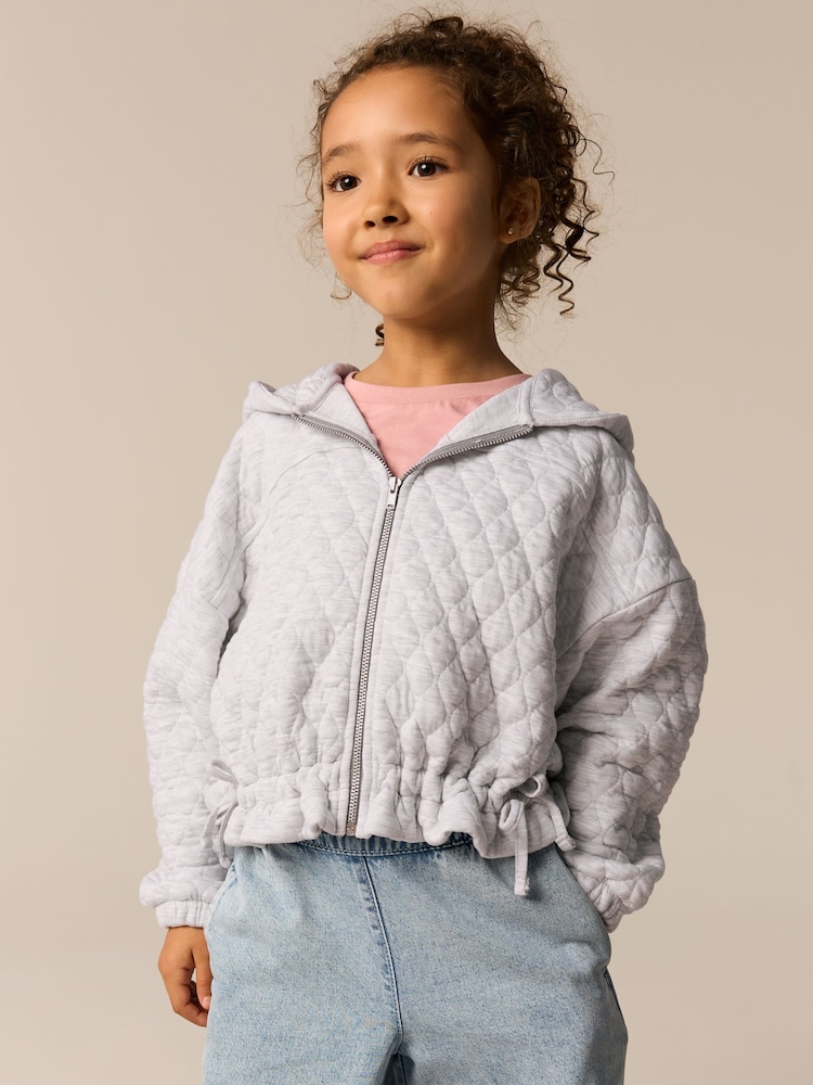 Grau - Quilted Zip Through Hooded Jacket (3-16yrs) - Bild 1 von 9 Grau - Quilted Zip Through Hooded Jacket (3-16yrs) - Bild 1 von 9