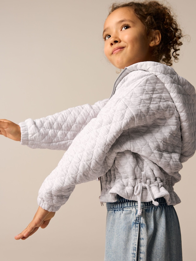 Grau - Quilted Zip Through Hooded Jacket (3-16yrs) - Bild 2 von 9 Grau - Quilted Zip Through Hooded Jacket (3-16yrs) - Bild 2 von 9