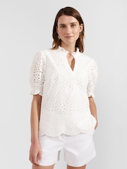 Hobbs White Isabelle 100% Cotton Blouse - Image 1 of 4