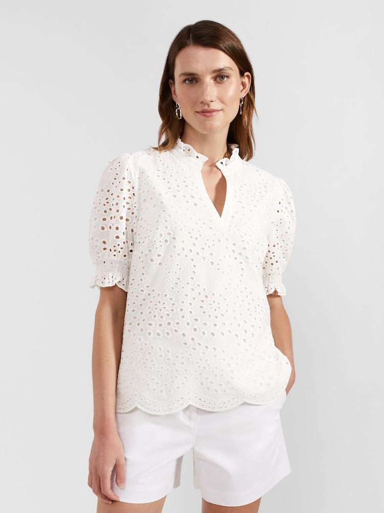 Hobbs White Isabelle 100% Cotton Blouse - Image 1 of 4