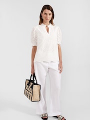 Hobbs White Isabelle 100% Cotton Blouse - Image 3 of 4