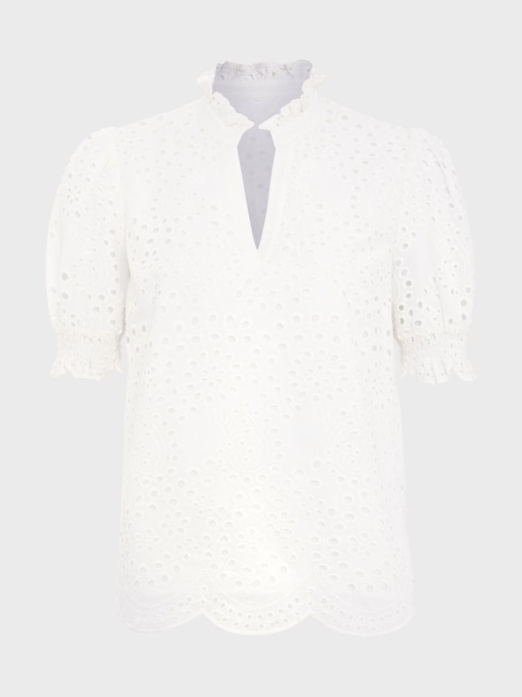 Hobbs White Isabelle 100% Cotton Blouse - Image 4 of 4