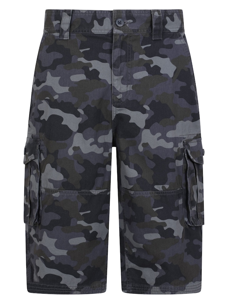 Mountain Warehouse Blue Mens Camo 100% Cotton Cargo Shorts - Image 1 of 6