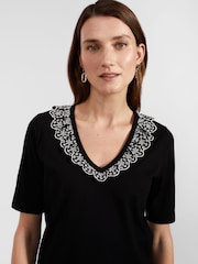 Hobbs Black 100% Cotton Mariella Top - Image 3 of 4