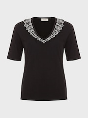 Hobbs Black 100% Cotton Mariella Top - Image 4 of 4