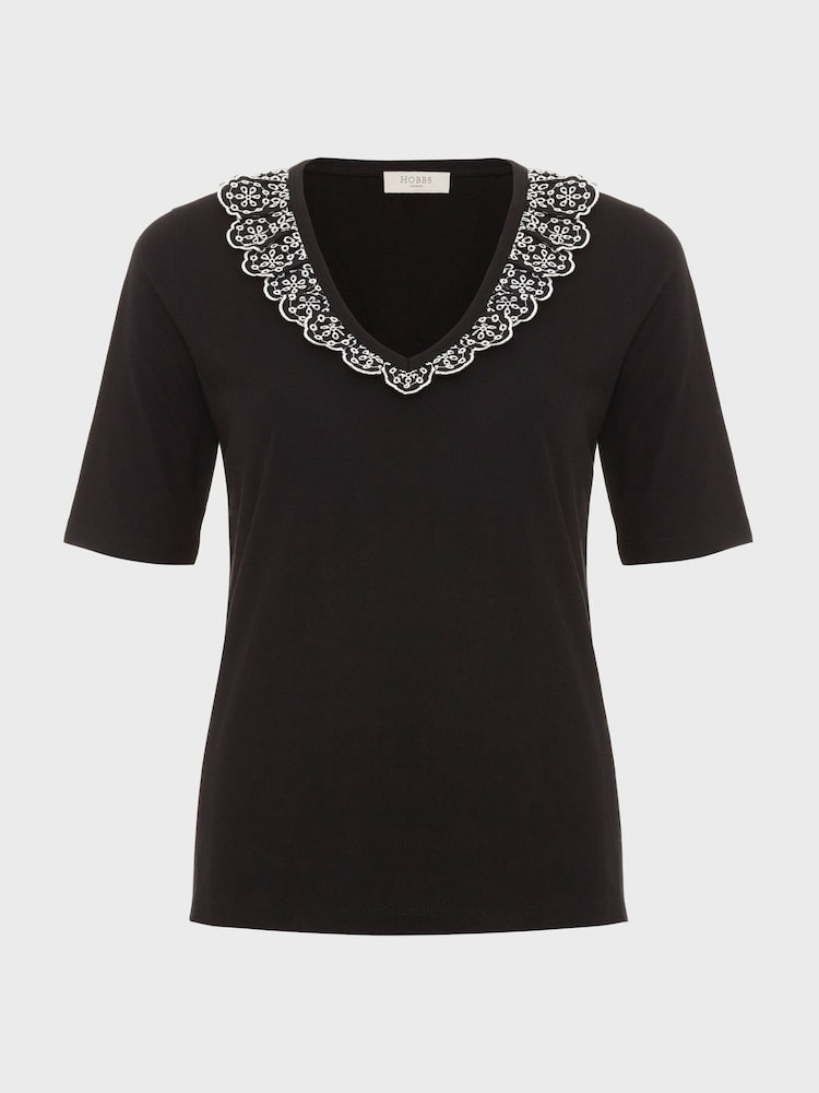 Hobbs Black 100% Cotton Mariella Top - Image 4 of 4 Hobbs Black 100% Cotton Mariella Top - Image 4 of 4
