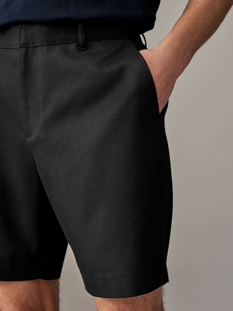 Schwarz - Plain Front Smart Shorts - Bild 2 von 8 Schwarz - Plain Front Smart Shorts - Bild 2 von 8