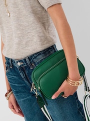 Accessorize Green Dina Double Zip Cross-Body Bag - Image 1 of 3