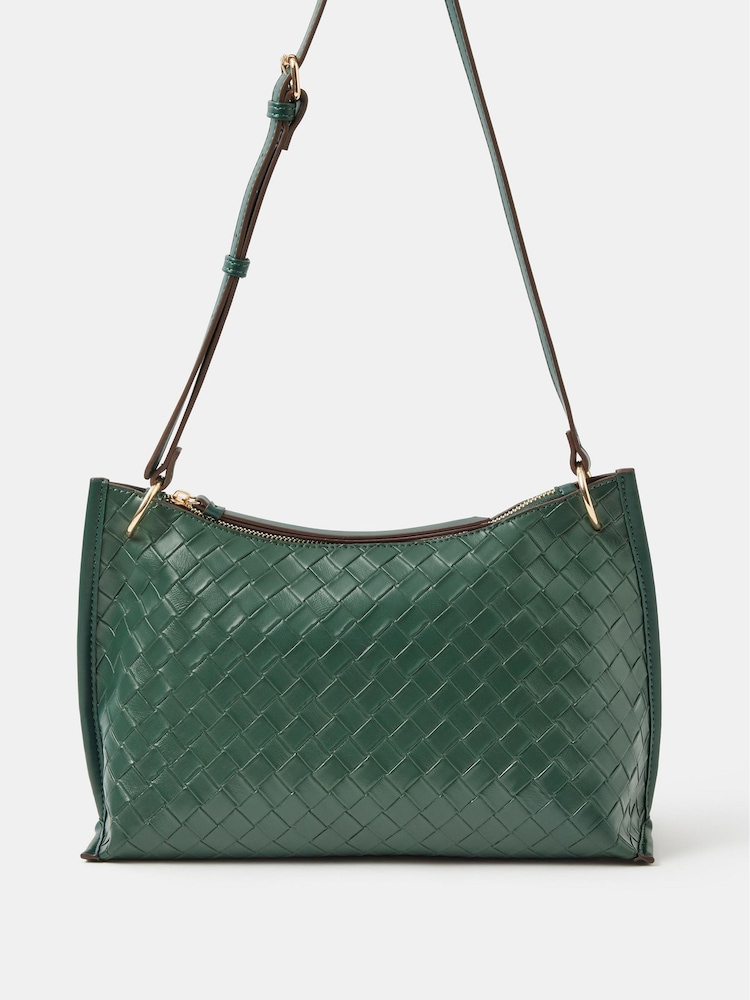 Accessorize Green Woven Crossbody Bag - Image 2 of 3 Accessorize Green Woven Crossbody Bag - Image 2 of 3