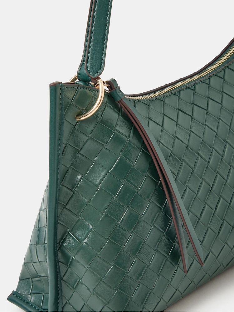 Accessorize Green Woven Crossbody Bag - Image 3 of 3 Accessorize Green Woven Crossbody Bag - Image 3 of 3