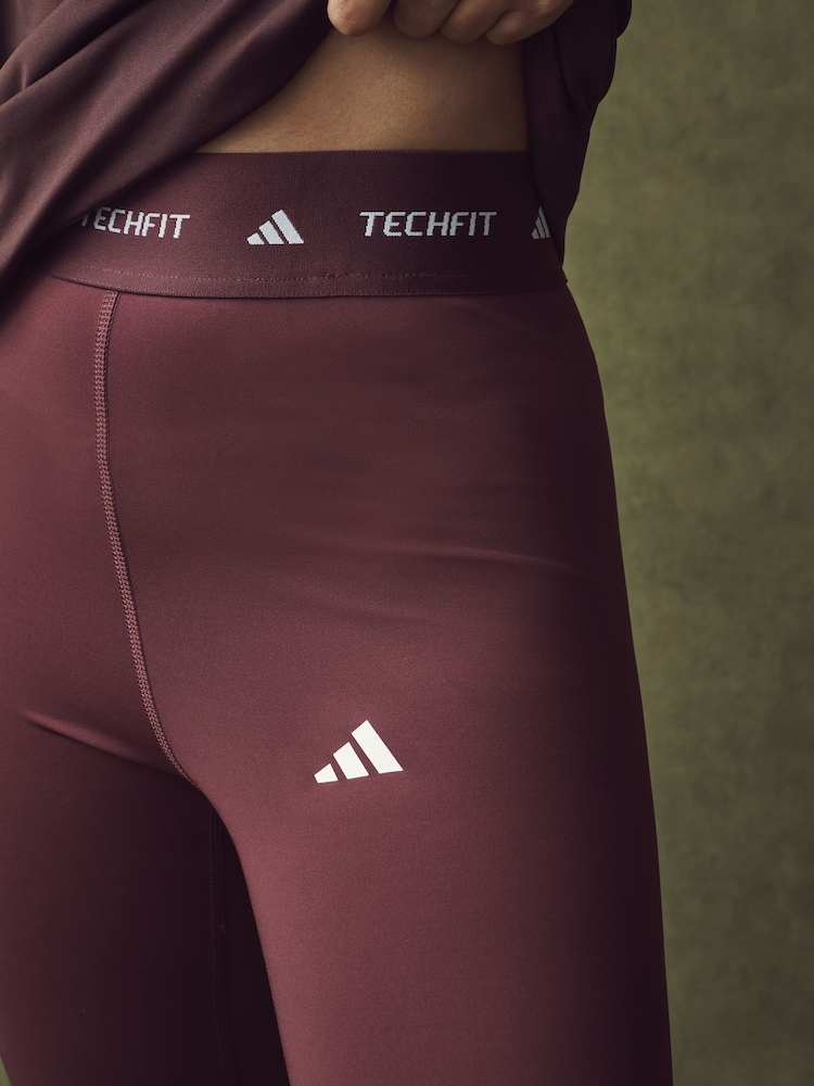 Rojo - adidas TECHFIT 7/8 Alto Rise Leggings - Imagen 5 de 5
