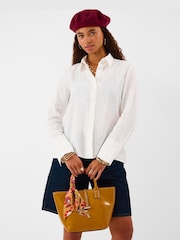 Accessorize Yellow Floral Scarf Patent Handbag - Image 1 of 3