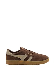 Gola Brown Hawk Suede 86 Lace-Up Trainers - Image 1 of 4