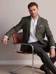 Khaki Green Signature Leomaster Linen Blazer - Image 1 of 10