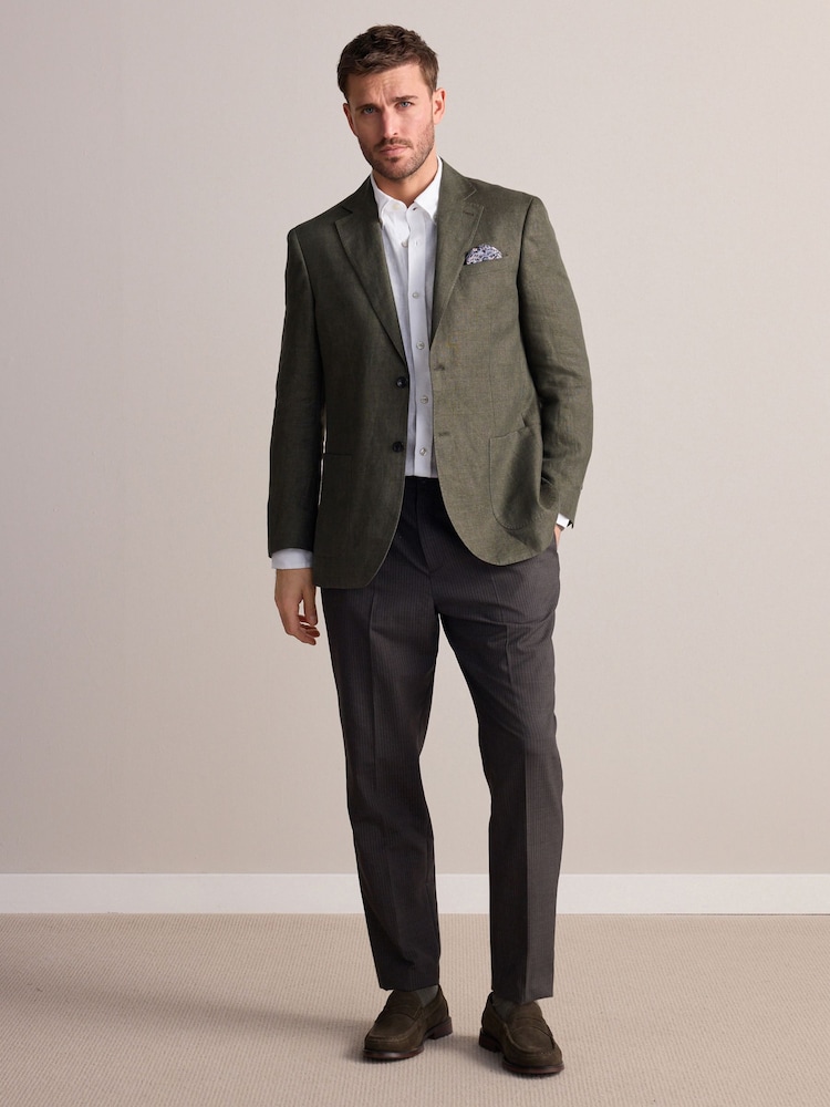 Khakigrün - Signature Leomaster Blazer aus Leinen - Bild 2 von 10 Khakigrün - Signature Leomaster Blazer aus Leinen - Bild 2 von 10