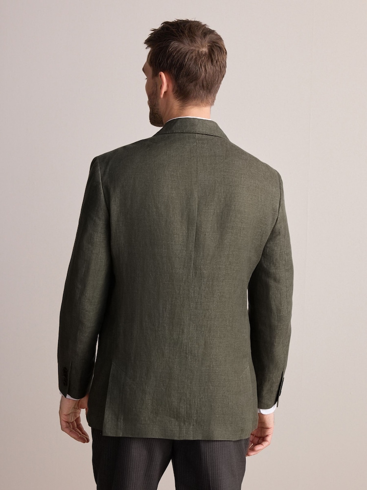 Khaki Green Signature Leomaster Linen Blazer - Image 3 of 10
