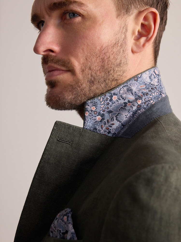 Khaki Green Signature Leomaster Linen Blazer - Image 5 of 10
