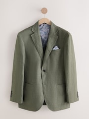 Khaki Green Signature Leomaster Linen Blazer - Image 6 of 10