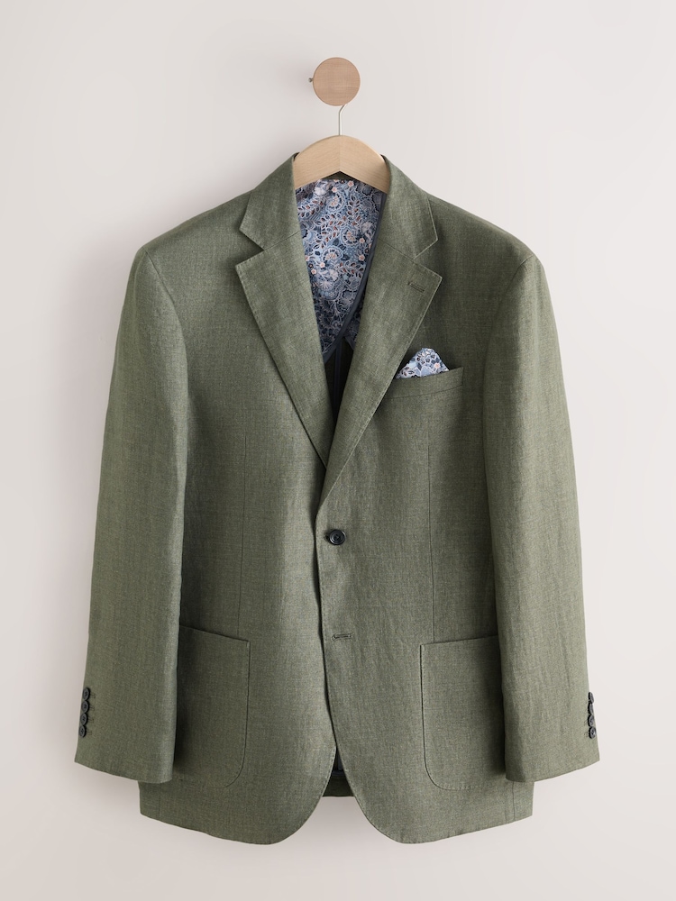 Khaki Green Signature Leomaster Linen Blazer - Image 6 of 10
