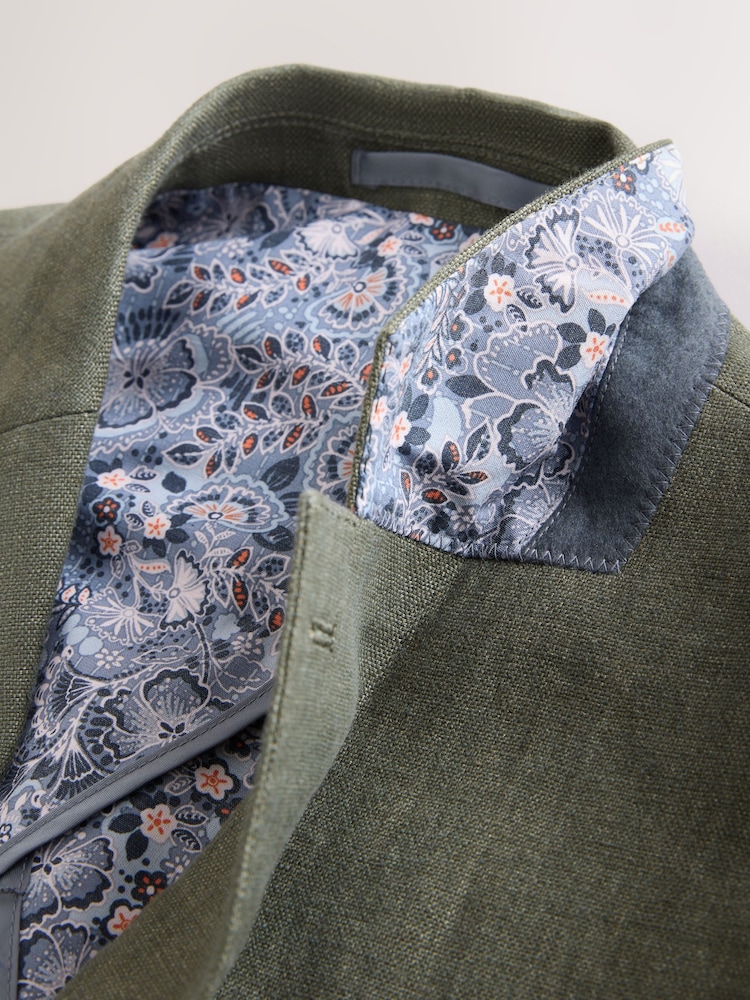 Khaki Green Signature Leomaster Linen Blazer - Image 7 of 10
