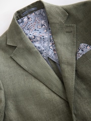 Khaki Green Signature Leomaster Linen Blazer - Image 8 of 10