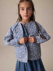 Blue Floral Print Quilted Jacket (3-16yrs) - Image 1 of 4