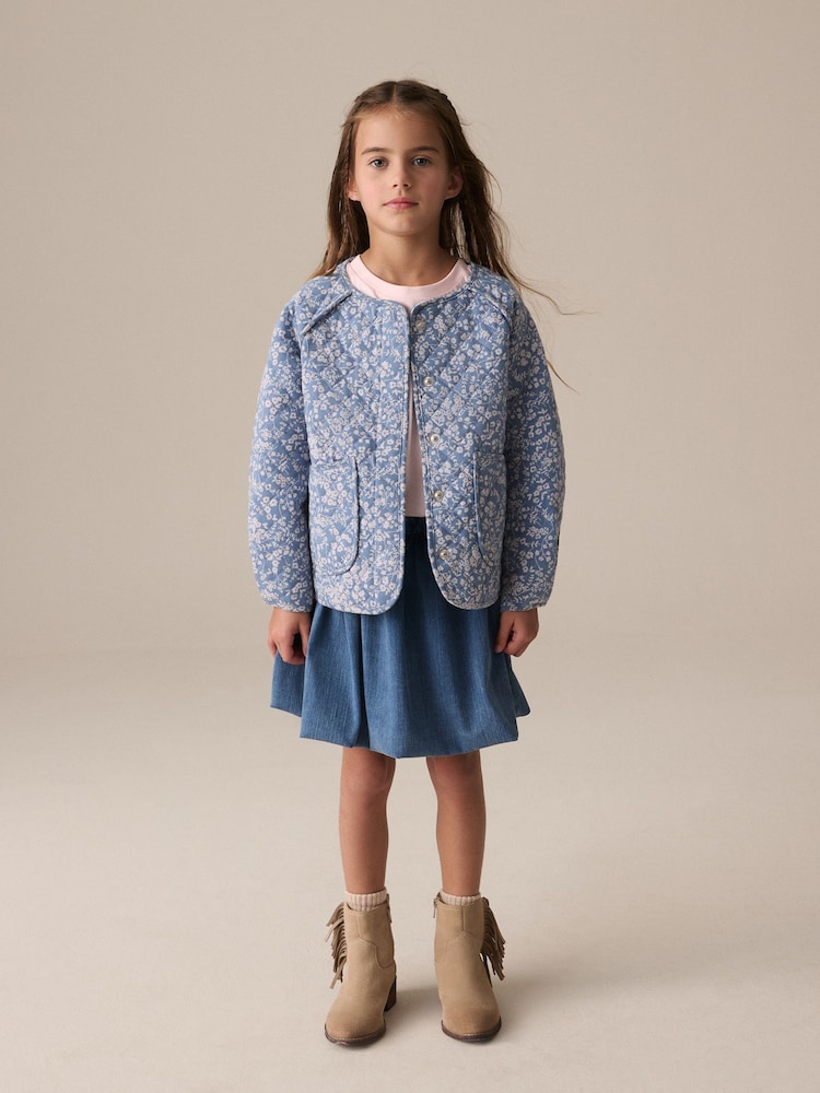 Blue Floral Print Quilted Jacket (3-16yrs) - Image 2 of 4
