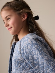 Blue Floral Print Quilted Jacket (3-16yrs) - Image 4 of 4