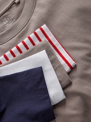 The Set White/Taupe Brown/Navy/Red White Stripe 4 Pack Heavyweight Long Sleeve T-Shirts - Image 10 of 11