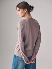 The Set White/Taupe Brown/Navy/Red White Stripe 4 Pack Heavyweight Long Sleeve T-Shirts - Image 4 of 11