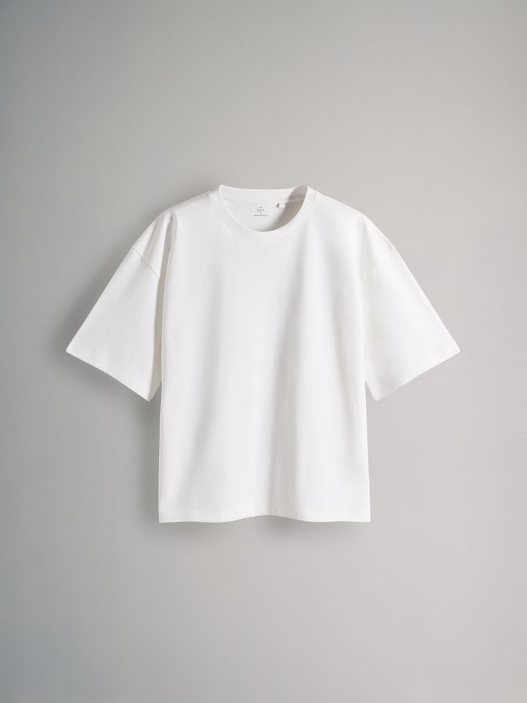 The Set Black/Rose Pink/Taupe Brown/Cream 4 Pack Heavyweight Short Sleeve 100% Cotton T-Shirts - Image 10 of 12